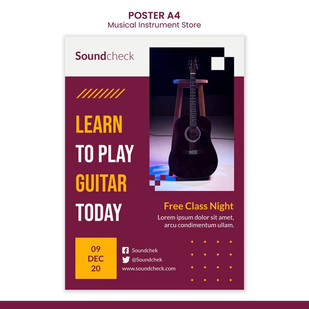 Modelo de pôster de conceito de instrumento musical