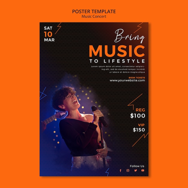 Modelo de pôster de concerto de música