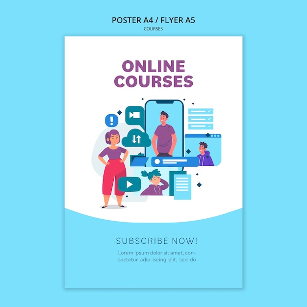 Modelo de pôster de cursos online