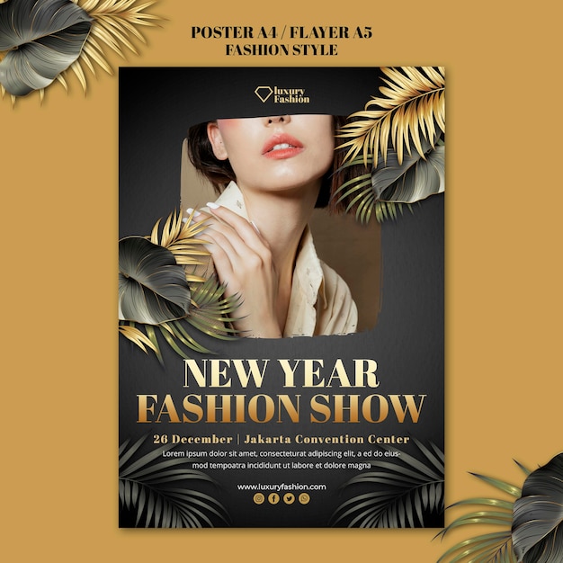 PSD grátis modelo de pôster de desfile de moda