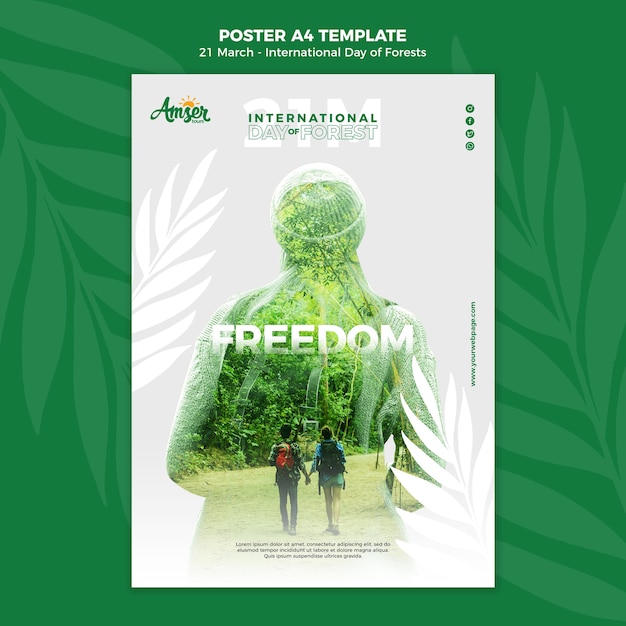 Modelo de pôster de dia de florestas criativas com foto