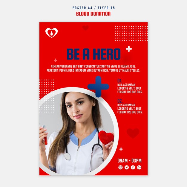 Modelo de pôster de doação de sangue