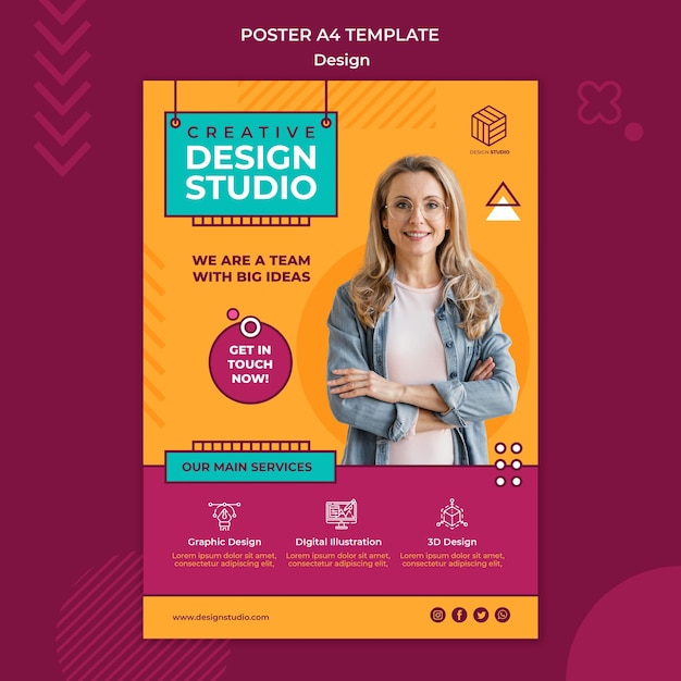 PSD grátis modelo de pôster de estúdio de design