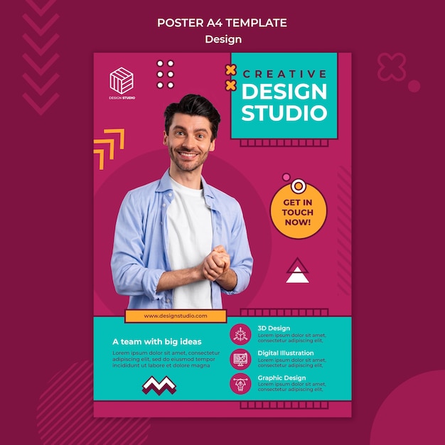 Modelo de pôster de estúdio de design