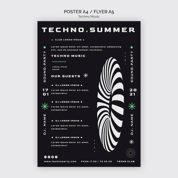 PSD grátis modelo de pôster de evento de música techno