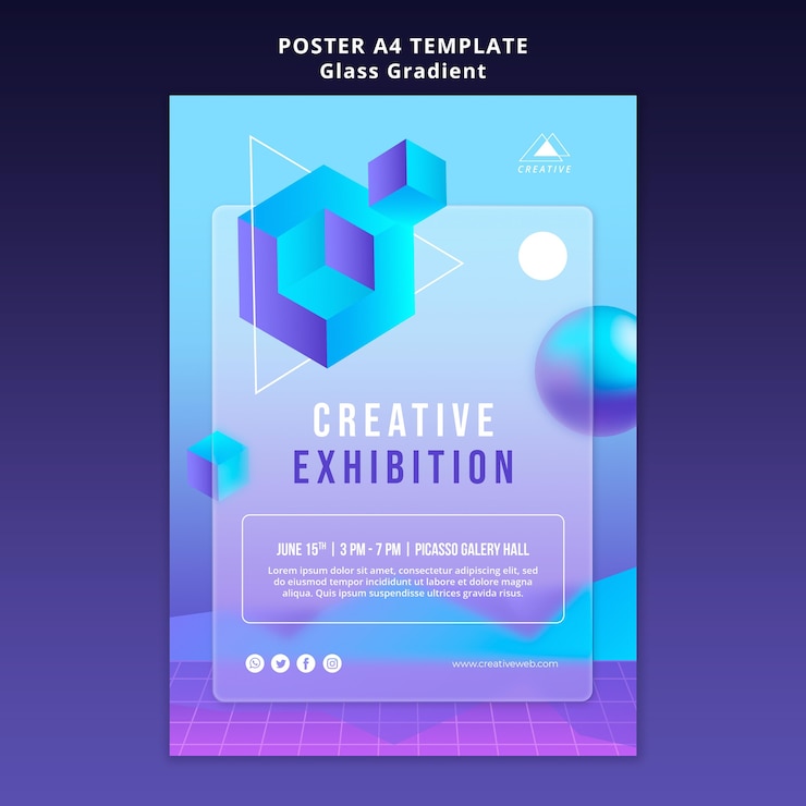 PSD grátis modelo de pôster de exposição criativa
