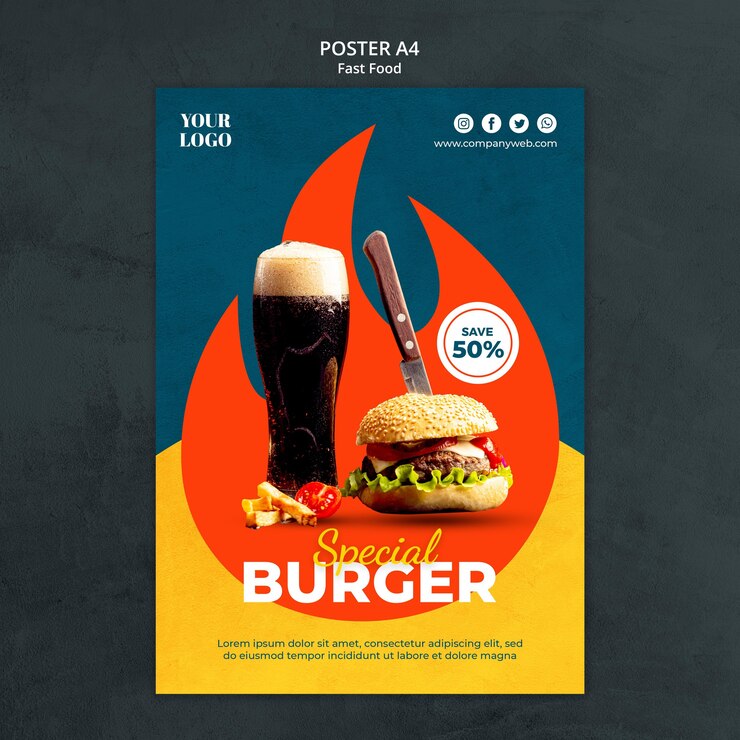 PSD grátis modelo de pôster de fast food