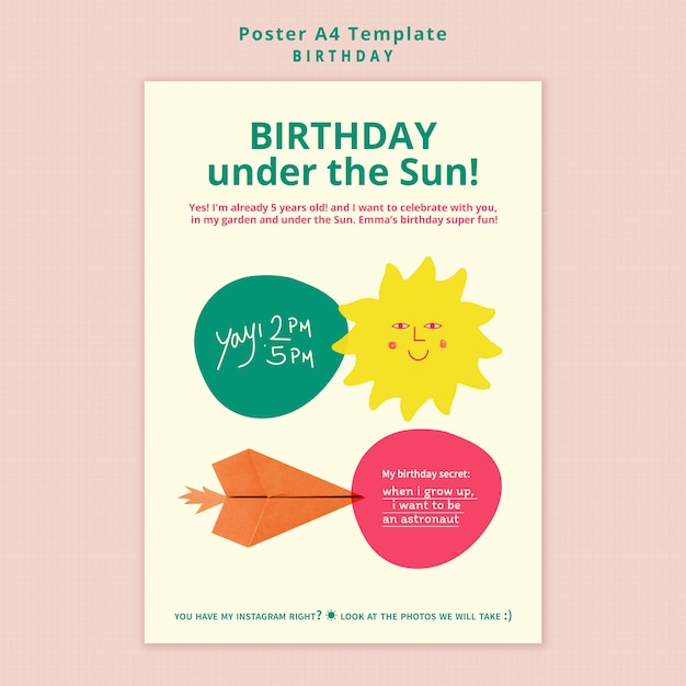 Modelo de pôster de feliz aniversário