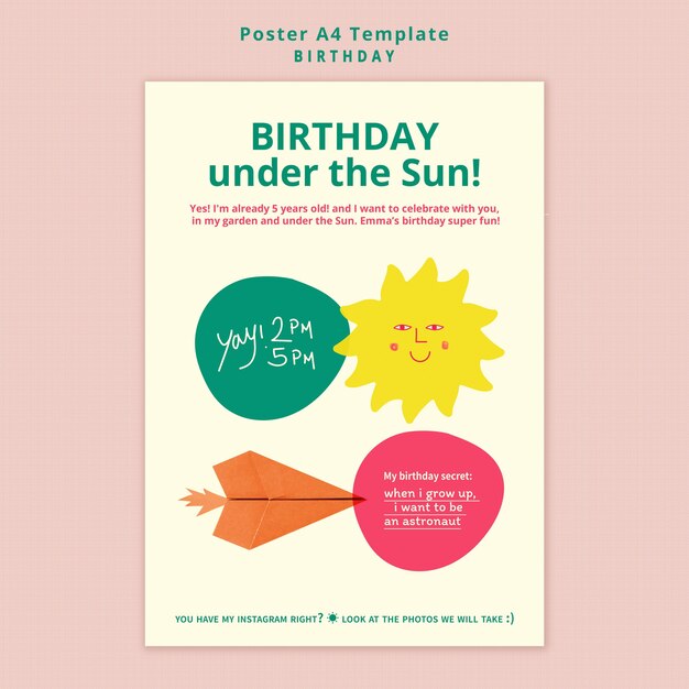 Modelo de pôster de feliz aniversário