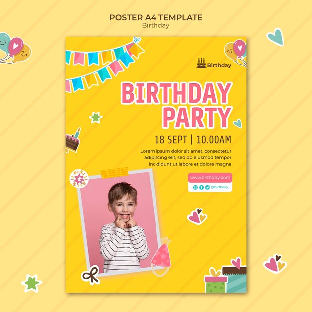 Modelo de pôster de feliz aniversário