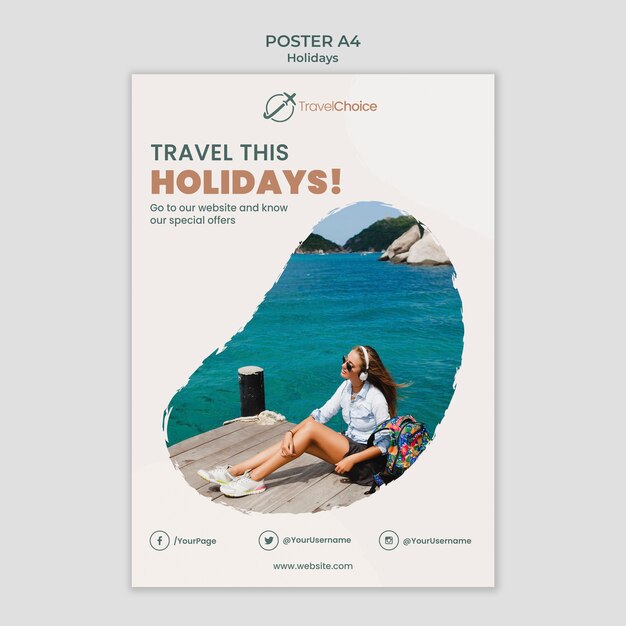 Modelo de pôster de férias com foto
