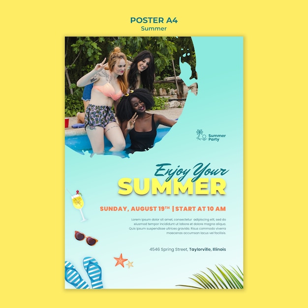 Modelo de pôster de férias de verão