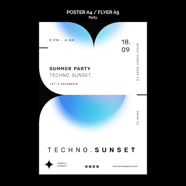 Modelo de pôster de festa de verão techno