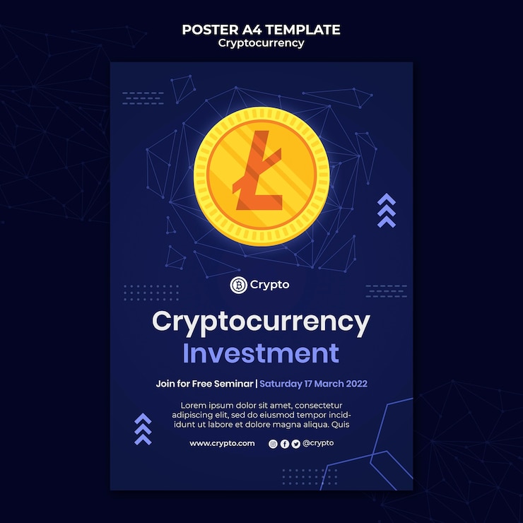 PSD grátis modelo de pôster de investimento em criptomoeda