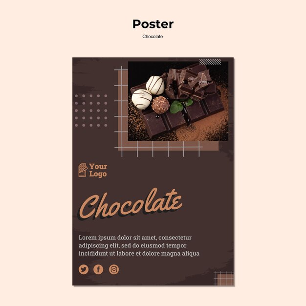 Modelo de pôster de loja de chocolates