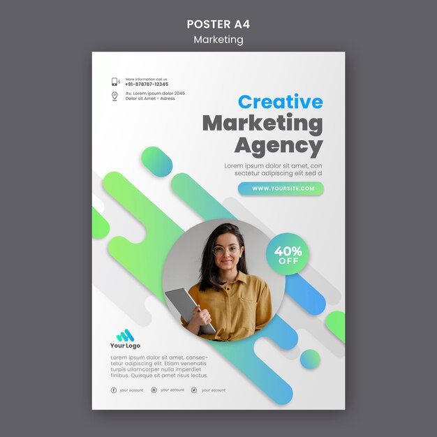 Modelo de pôster de marketing digital