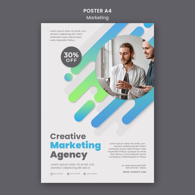 Modelo de pôster de marketing digital