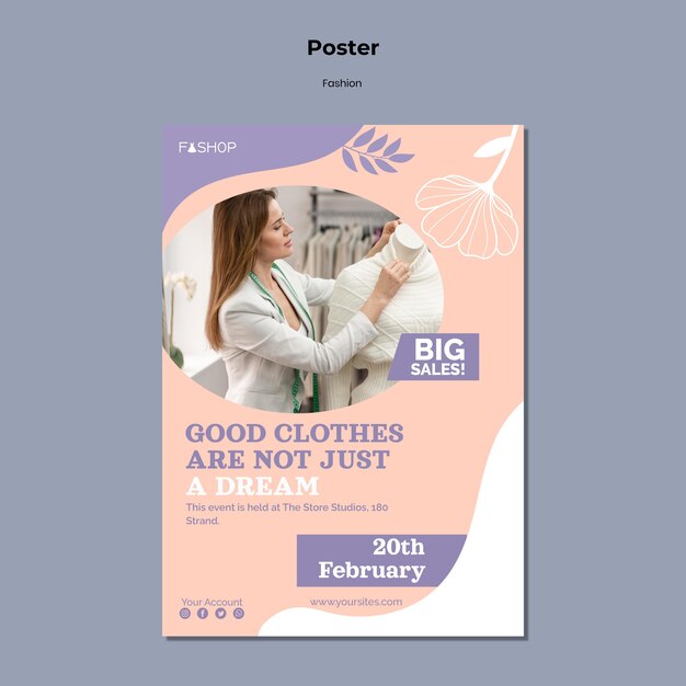 Modelo de pôster de moda em grande promoção