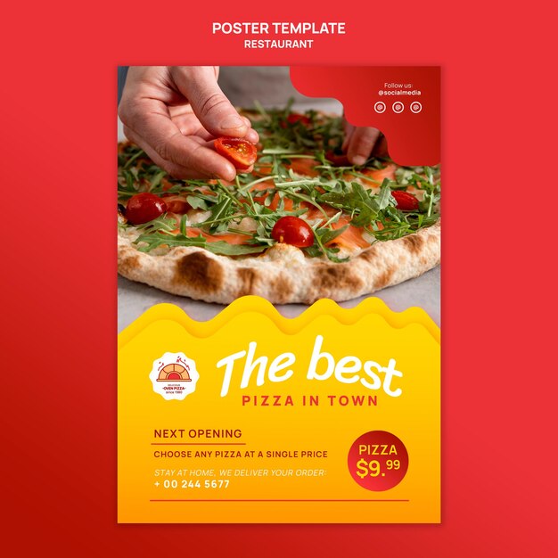 Modelo de pôster de pizzaria