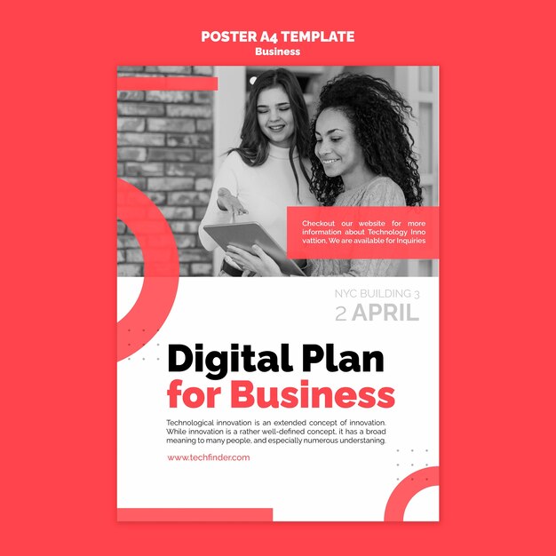 Modelo de pôster de plano de negócios digital