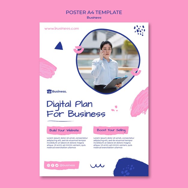 Modelo de pôster de plano de negócios digital