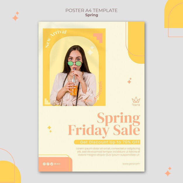 Modelo de pôster de primavera de moda minimalista