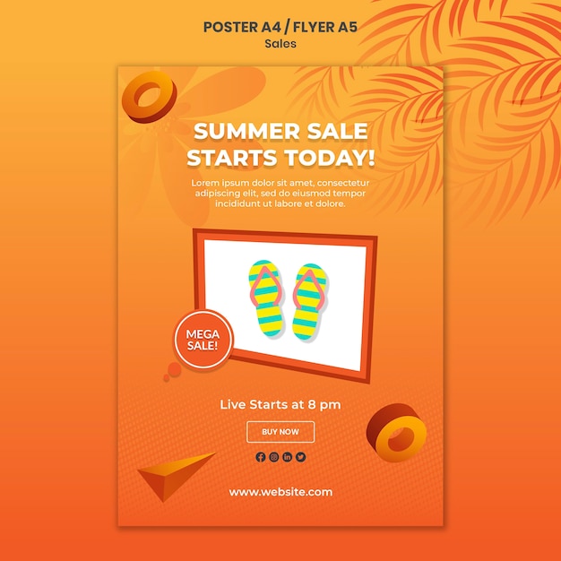 Modelo de pôster de promoção de verão