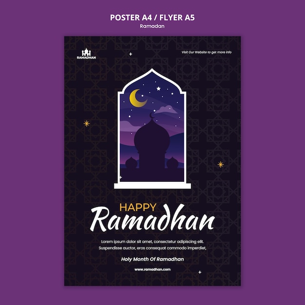 Modelo de pôster de Ramadã ilustrado