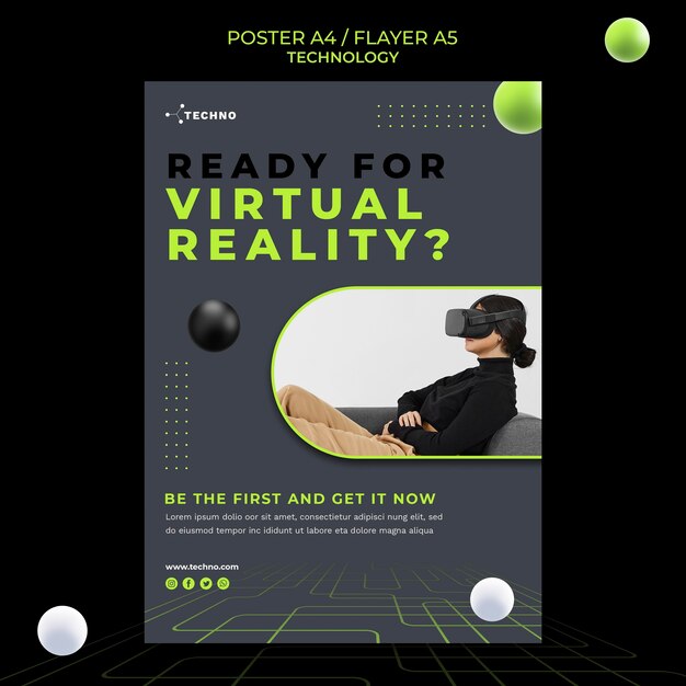 Modelo de pôster de realidade virtual