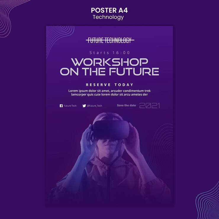 PSD grátis modelo de pôster de realidade virtual