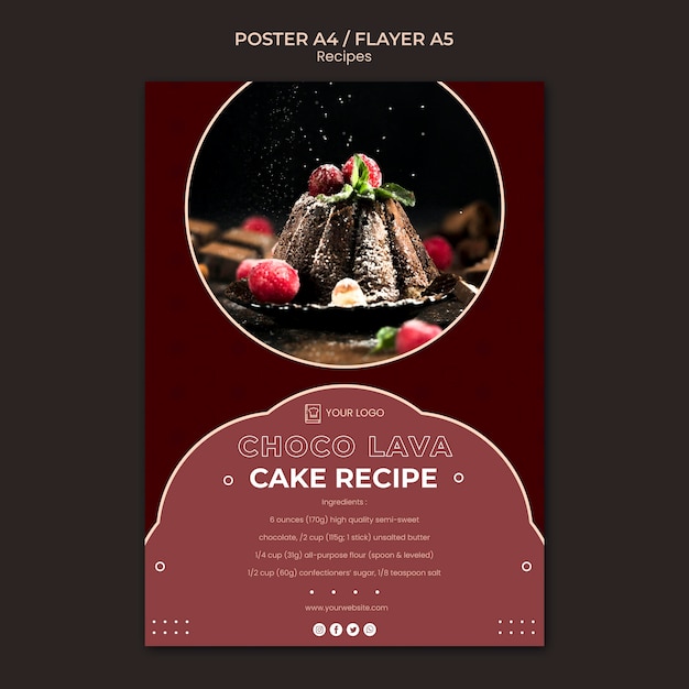 Modelo de pôster de receitas de sobremesa