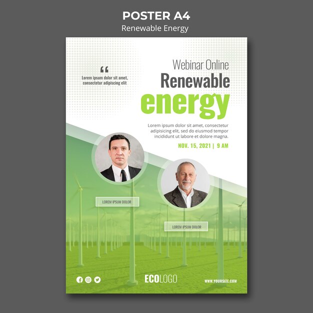 Modelo de pôster de recursos de energia renovável