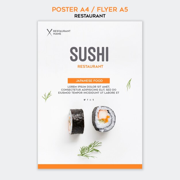 Modelo de pôster de restaurante de sushi