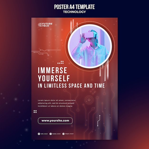 Modelo de pôster de tecnologia de óculos virtuais