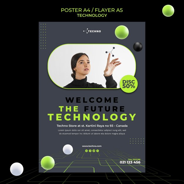 Modelo de pôster de tecnologia