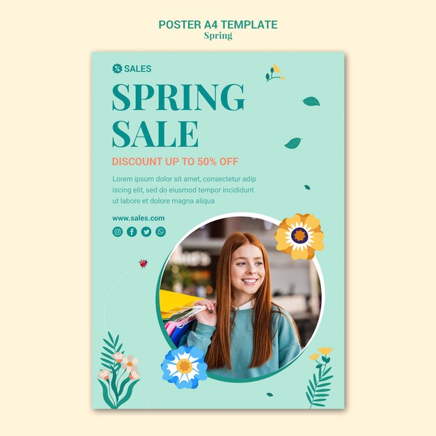 Modelo de pôster de venda de primavera