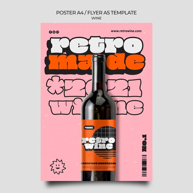 Modelo de pôster de vinho de estilo retro