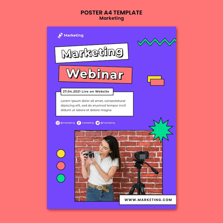 PSD grátis modelo de pôster de webinar de marketing
