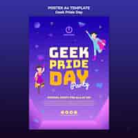 PSD grátis modelo de pôster do dia do orgulho geek com super-heróis