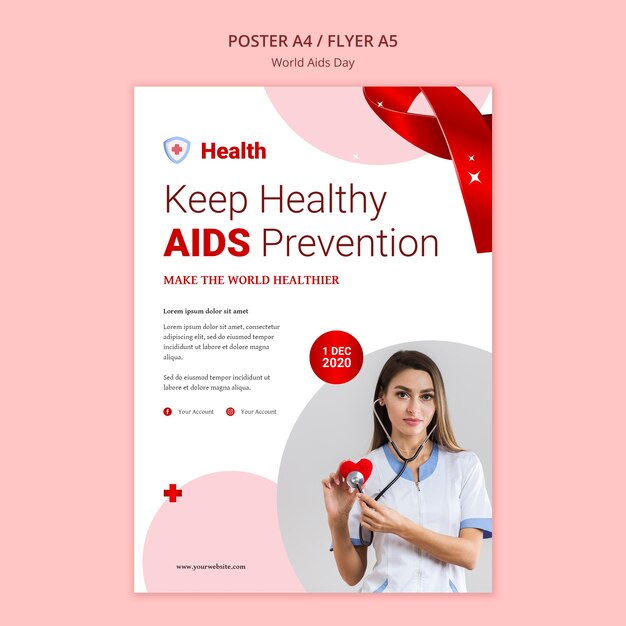 Modelo de pôster do Dia Mundial da AIDS