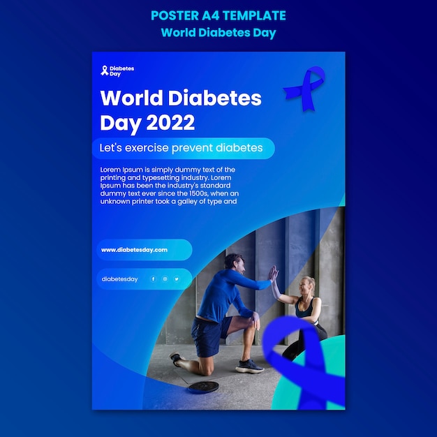 PSD grátis modelo de pôster do dia mundial da diabetes