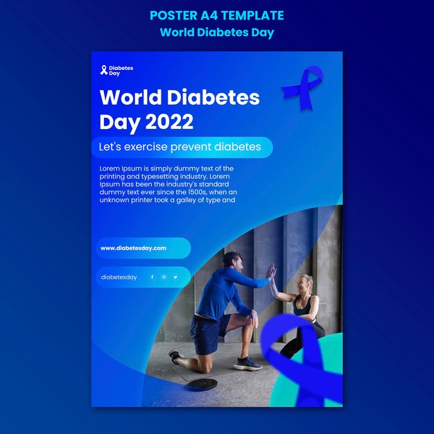 Modelo de pôster do Dia Mundial da diabetes