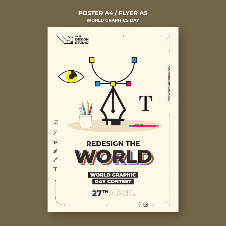 PSD grátis modelo de pôster do dia mundial dos gráficos