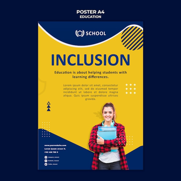 Modelo de pôster educacional com foto