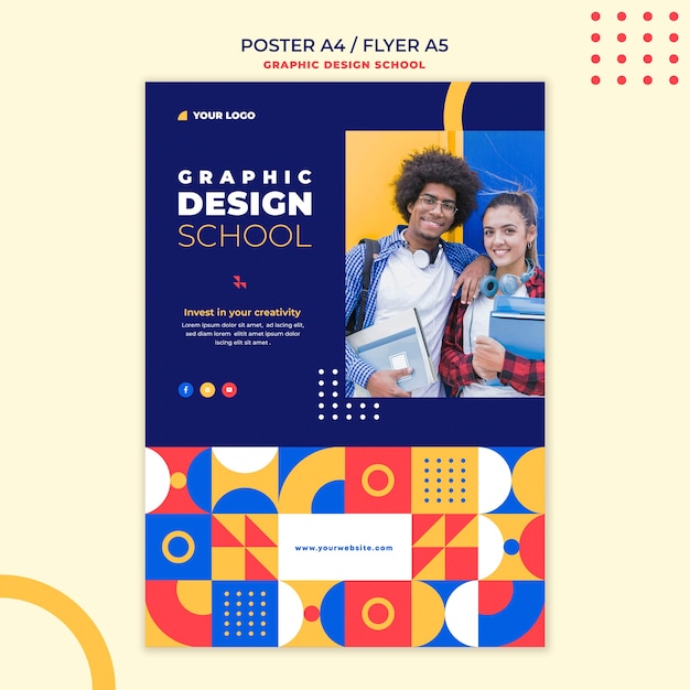 Modelo de pôster escolar de design gráfico