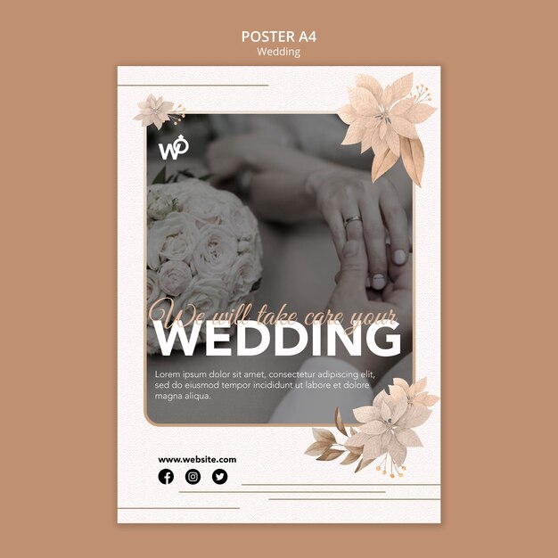 Modelo de pôster organizador de casamento