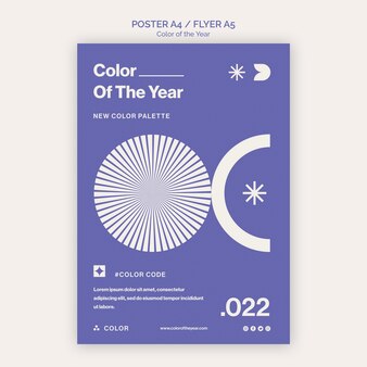 Modelo de pôster ou folheto com a cor do ano de 2022