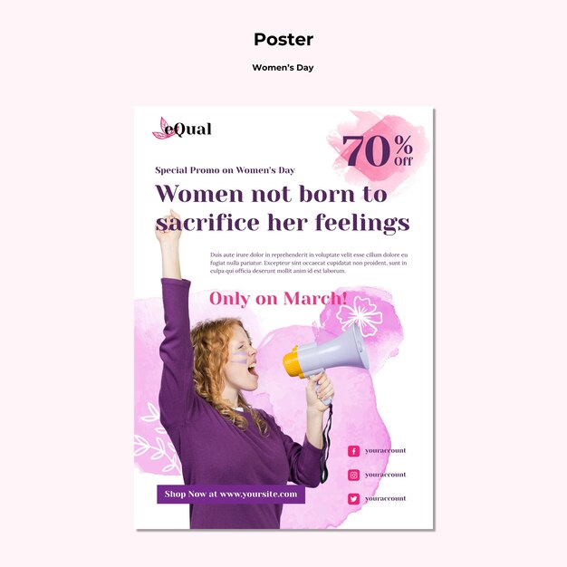Modelo de pôster para a celebração do dia da mulher