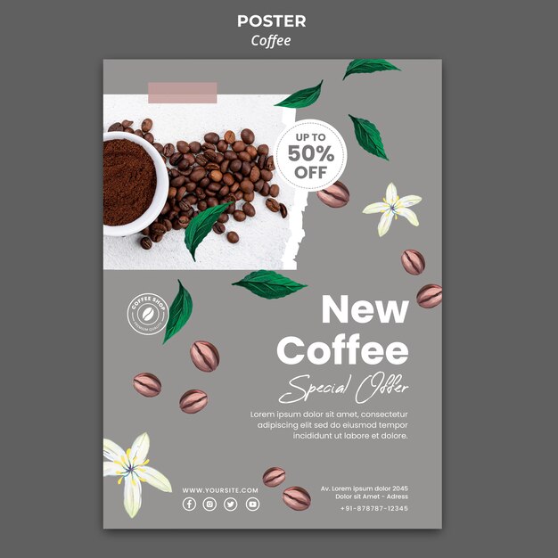 Modelo de pôster para café