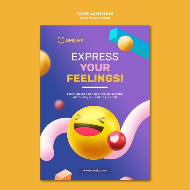 Modelo de pôster para emoticons de aplicativos de mídia social